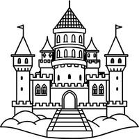 Royal Castle outline illustration digital coloring book page line art drawing vector