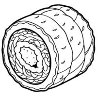 Sushi Roll outline illustration coloring book page line art drawing vector