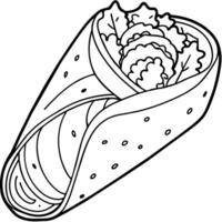 Burrito digital outline coloring page illustration vector