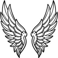 Angel wings outline illustration digital coloring book page line art vector