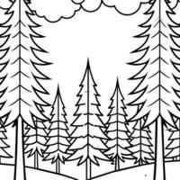 Forest Background outline illustration digital coloring book page line art drawing vector
