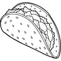 Taco outline illustration coloring book page line art drawing vector