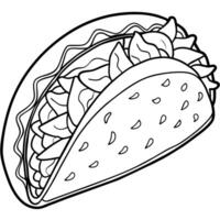 Taco outline illustration coloring book page line art drawing vector