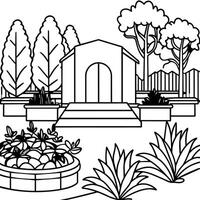 Garden outline illustration digital coloring book page line art drawing vector