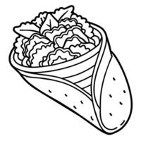 Gyro food outline illustration digital coloring book page line art drawing vector