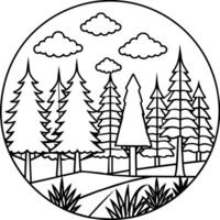 Forest Background outline illustration digital coloring book page line art drawing vector