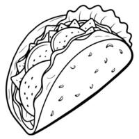 Taco outline illustration coloring book page line art drawing vector