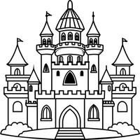 Royal Castle outline illustration digital coloring book page line art drawing vector