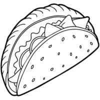 Taco outline illustration coloring book page line art drawing vector