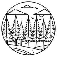 Forest Background outline illustration digital coloring book page line art drawing vector