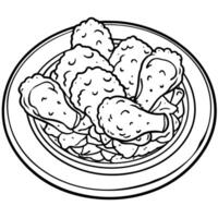 Fried chicken outline illustration coloring book page line art drawing vector