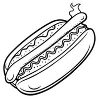 Hot Dog outline illustration coloring book page line art drawing vector