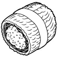 Sushi Roll outline illustration coloring book page line art drawing vector