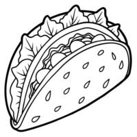 Taco outline illustration coloring book page line art drawing vector