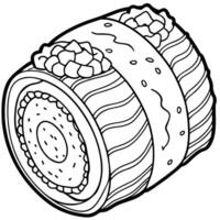 Sushi Roll outline illustration coloring book page line art drawing vector