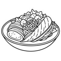 Shawarma outline illustration coloring book page line art drawing vector