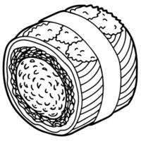 Sushi Roll outline illustration coloring book page line art drawing vector