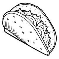 Taco outline illustration coloring book page line art drawing vector