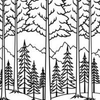 Forest Background outline illustration digital coloring book page line art drawing vector