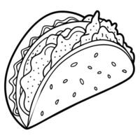 Taco outline illustration coloring book page line art drawing vector