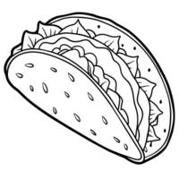 Taco outline illustration coloring book page line art drawing vector