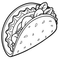 Taco outline illustration coloring book page line art drawing vector
