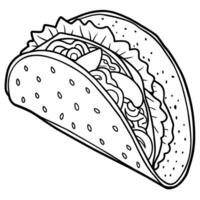 Taco outline illustration coloring book page line art drawing vector