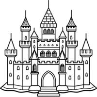 Royal Castle outline illustration digital coloring book page line art drawing vector