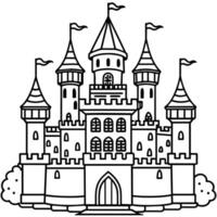Royal Castle outline illustration digital coloring book page line art drawing vector
