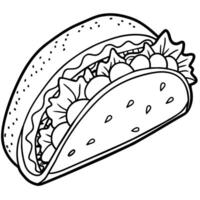 Taco outline illustration coloring book page line art drawing vector