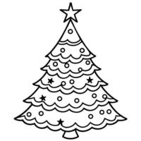Christmas Tree outline illustration digital coloring book page line art drawing vector