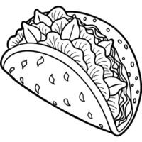 Taco outline illustration coloring book page line art drawing vector