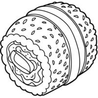 Sushi Roll outline illustration coloring book page line art drawing vector