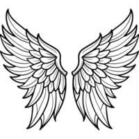 Angel wings outline illustration digital coloring book page line art vector