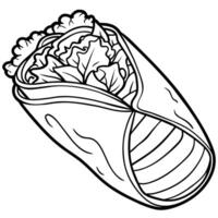 Burrito digital outline coloring page illustration vector