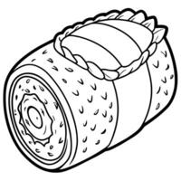 Sushi Roll outline illustration coloring book page line art drawing vector