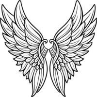 Angel wings outline illustration digital coloring book page line art vector