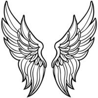 Angel wings outline illustration digital coloring book page line art vector