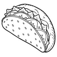 Taco outline illustration coloring book page line art drawing vector