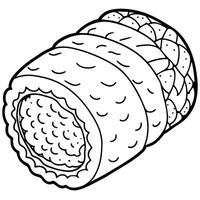 Sushi Roll outline illustration coloring book page line art drawing vector