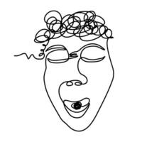 Continuous line art of a person with stress and anxiety, lineart illustration. vector