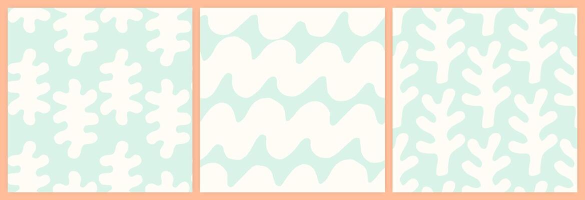 Abstract shapes seamless pattern set in a muted pastel color palette.