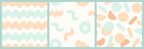 Abstract shapes seamless pattern set in a muted pastel color palette. vector