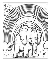 Elephant coloring page vector