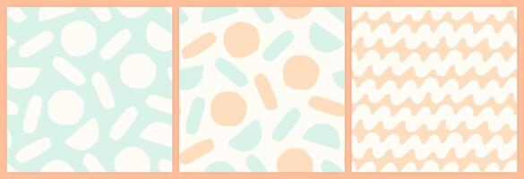 Abstract shapes seamless pattern set in a muted pastel color palette. vector