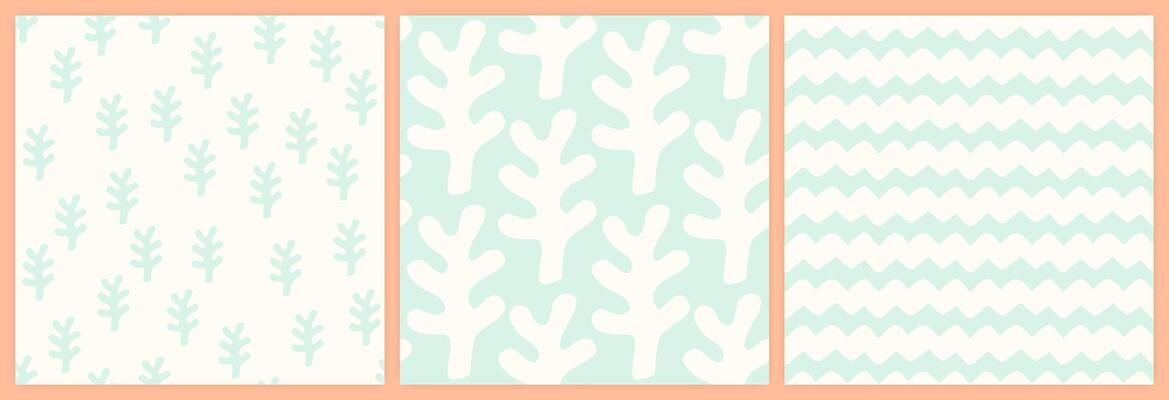 Abstract shapes seamless pattern set in a muted pastel color palette.