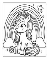 cute unicorn coloring page for kids vector