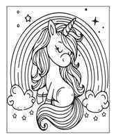 linda unicornio ilustración colorante página para niños vector