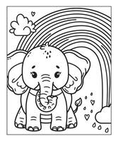 Elephant coloring page vector