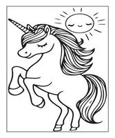 unicorn coloring page vector